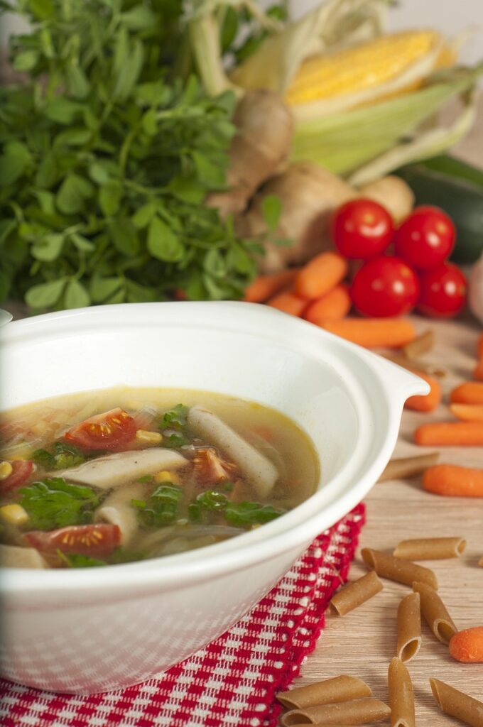 pasta, soup, food, dinner, meal, lunch, cuisine, dish, vegetable, bowl, cooking, healthy, delicious, carrot, homemade, tasty, cooked, basil, fresh, hot, appetizer, diet, nutrition, white, vegetarian, gourmet, eating, broth, nobody, organic